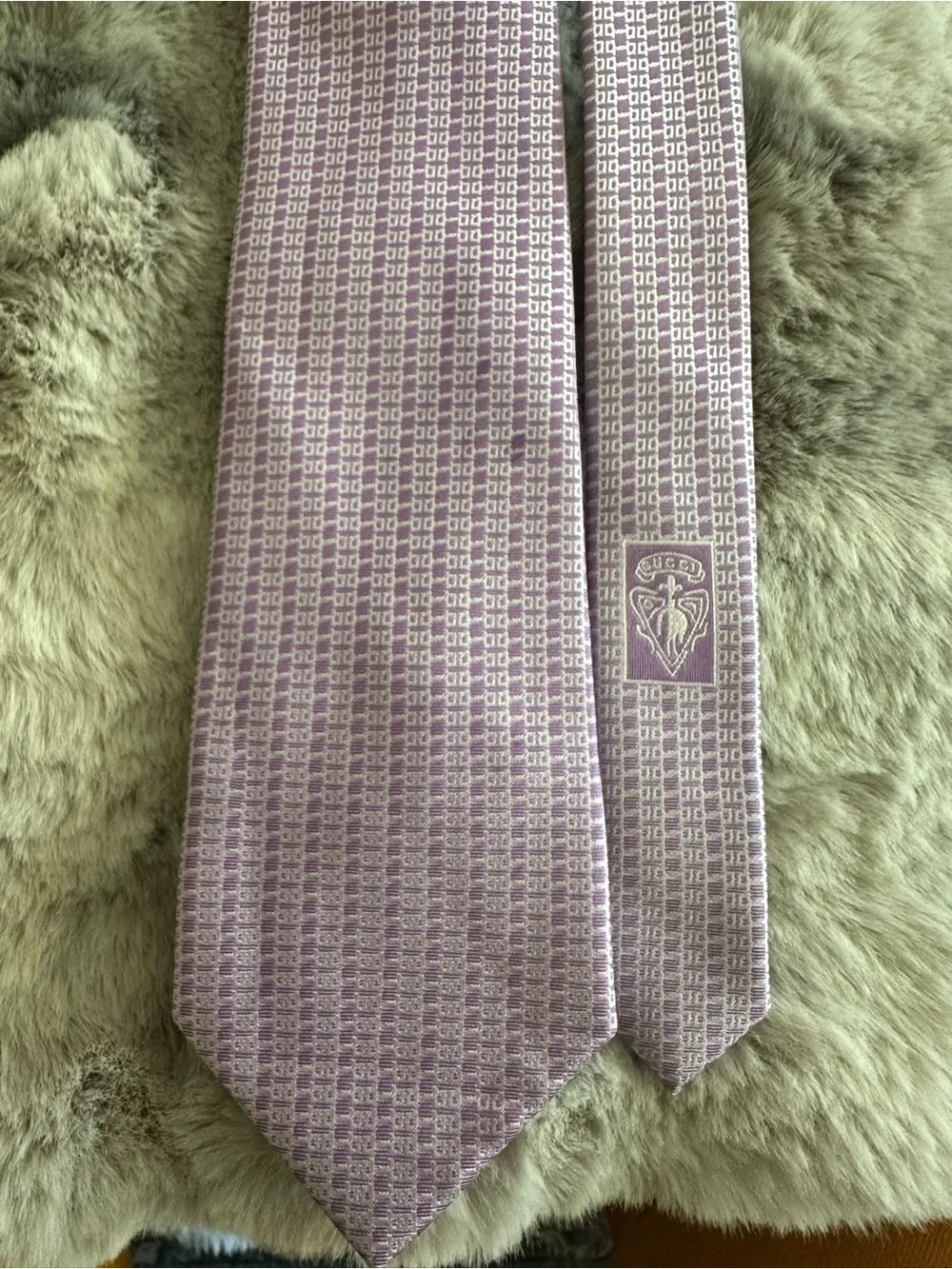 Gucci Lavender Lilac Patterned Silk Tie